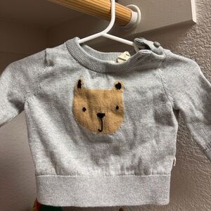 Baby Gap Gray Bear Face Sweater Top & Pants